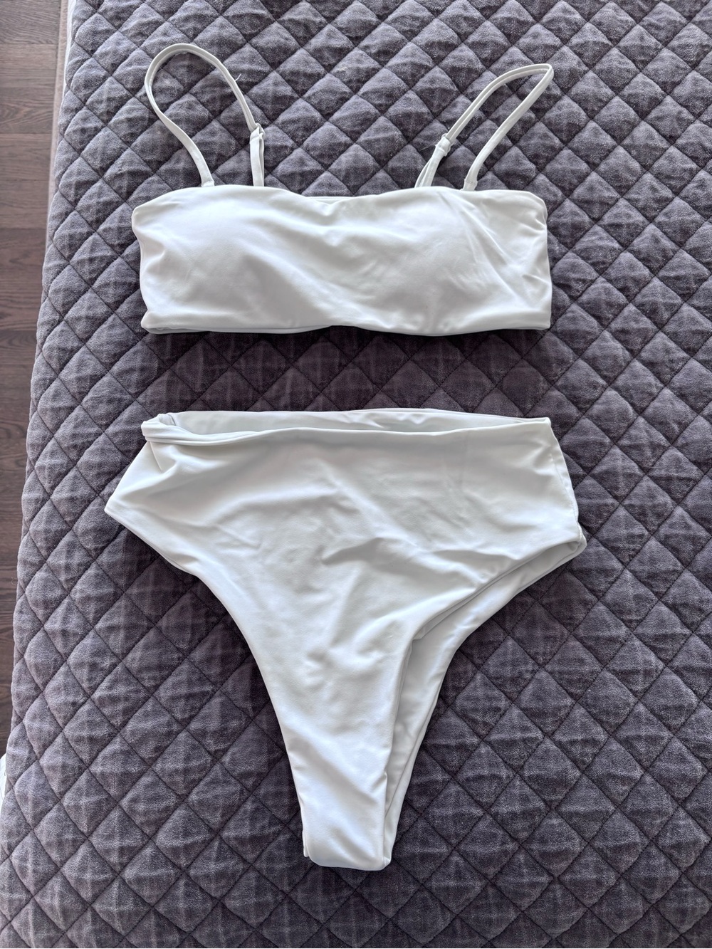 NWOT Pinkcolada White Two-Piece Bikini Set - High Waisted Bottoms (S/M)